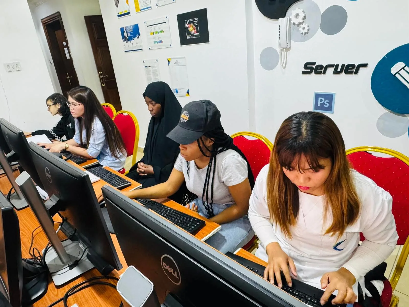 Students working with projects in ICSA Mahboula